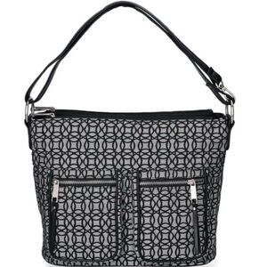 Time and Tru Black and Gray Shoulder Bag with Adjustable Strap